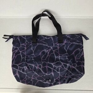 Under Armour Tote Bag Navy Purple Geometric Crackle Print Zip Top Shoulder